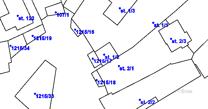 Parcela st. 1/2 v KÚ Horní Věžnice, Katastrální mapa