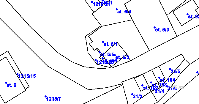 Parcela st. 6/5 v KÚ Horní Věžnice, Katastrální mapa