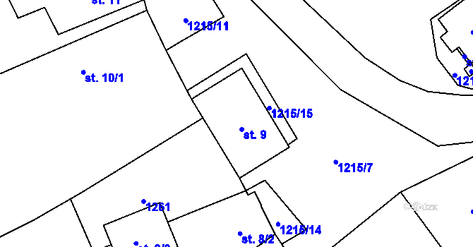 Parcela st. 9 v KÚ Horní Věžnice, Katastrální mapa