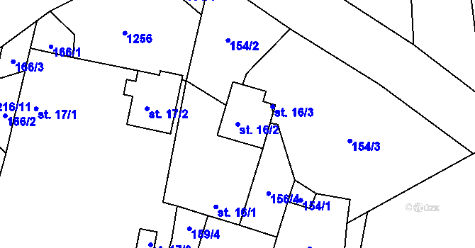 Parcela st. 16/2 v KÚ Horní Věžnice, Katastrální mapa