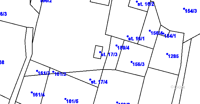 Parcela st. 17/3 v KÚ Horní Věžnice, Katastrální mapa