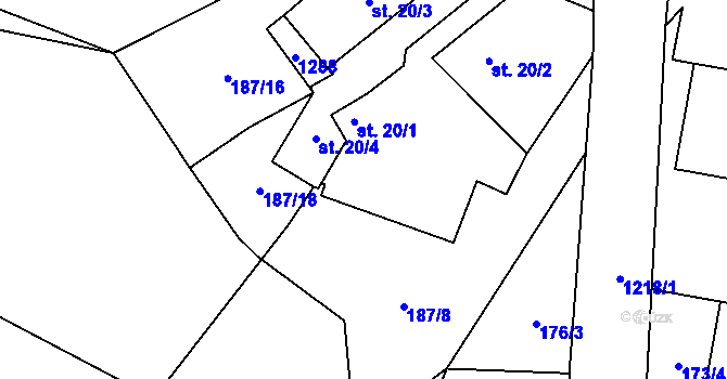 Parcela st. 20/1 v KÚ Horní Věžnice, Katastrální mapa