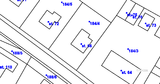 Parcela st. 66 v KÚ Horní Věžnice, Katastrální mapa
