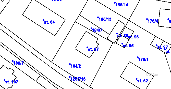 Parcela st. 67 v KÚ Horní Věžnice, Katastrální mapa