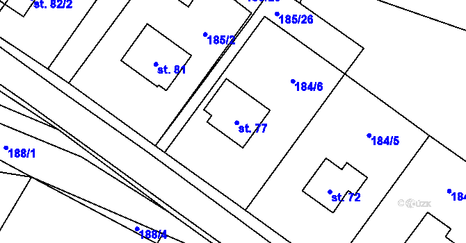Parcela st. 77 v KÚ Horní Věžnice, Katastrální mapa