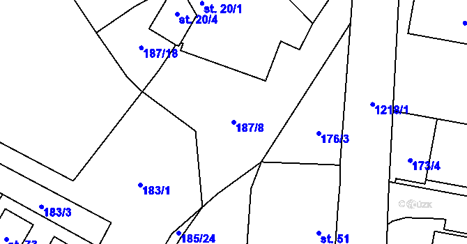 Parcela st. 187/8 v KÚ Horní Věžnice, Katastrální mapa
