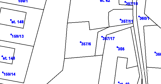 Parcela st. 357/6 v KÚ Horní Věžnice, Katastrální mapa