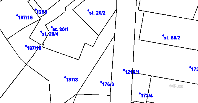 Parcela st. 1222/1 v KÚ Horní Věžnice, Katastrální mapa