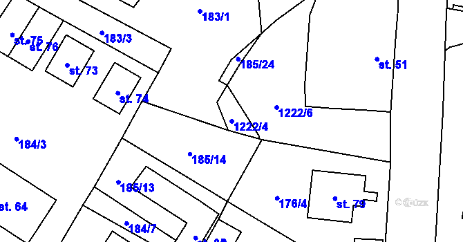 Parcela st. 1222/4 v KÚ Horní Věžnice, Katastrální mapa