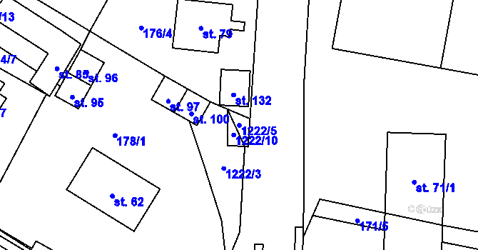 Parcela st. 1222/5 v KÚ Horní Věžnice, Katastrální mapa