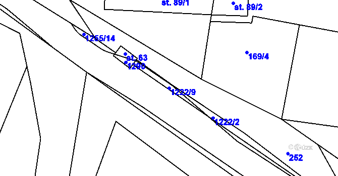 Parcela st. 1222/9 v KÚ Horní Věžnice, Katastrální mapa