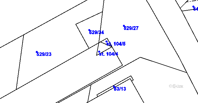 Parcela st. 104/4 v KÚ Věžnice, Katastrální mapa
