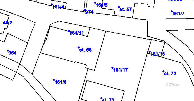 Parcela st. 161/9 v KÚ Věžnice, Katastrální mapa