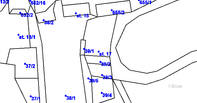Parcela st. 17 v KÚ Věžnička, Katastrální mapa