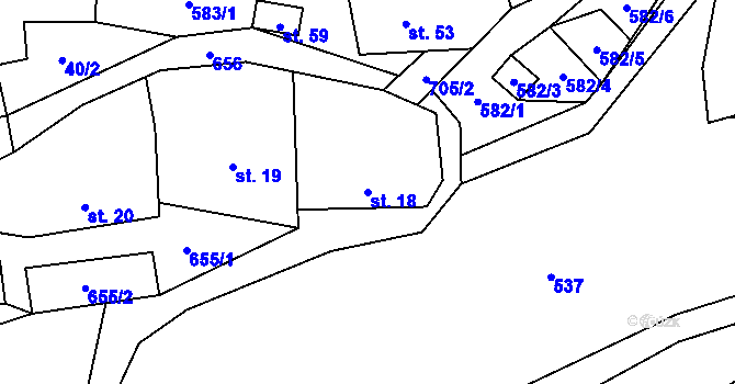 Parcela st. 18 v KÚ Věžnička, Katastrální mapa