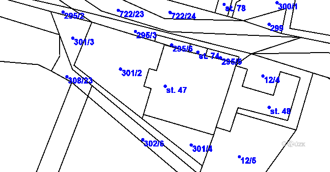 Parcela st. 47 v KÚ Věžnička, Katastrální mapa