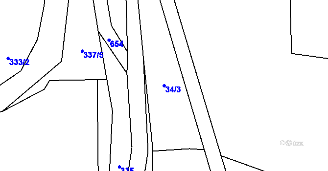 Parcela st. 34/3 v KÚ Věžnička, Katastrální mapa
