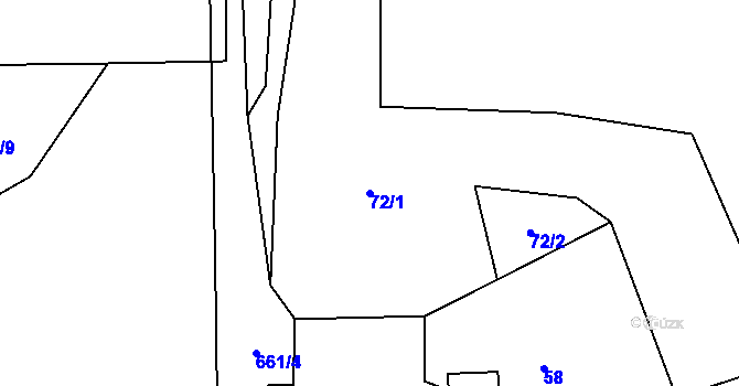 Parcela st. 72/1 v KÚ Věžnička, Katastrální mapa