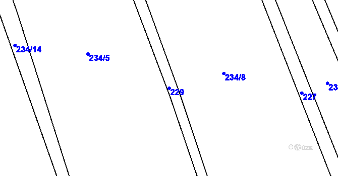 Parcela st. 229 v KÚ Věžnička, Katastrální mapa