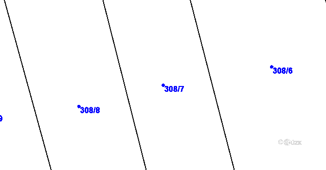 Parcela st. 308/7 v KÚ Věžnička, Katastrální mapa