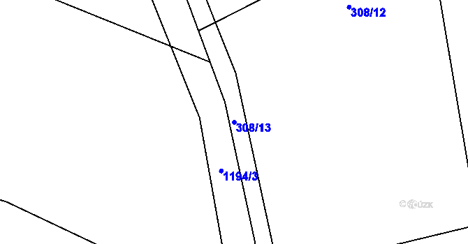 Parcela st. 308/13 v KÚ Věžnička, Katastrální mapa