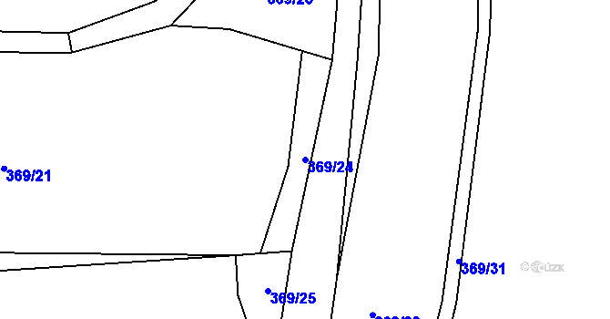 Parcela st. 369/24 v KÚ Věžnička, Katastrální mapa
