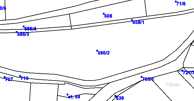 Parcela st. 586/2 v KÚ Věžnička, Katastrální mapa