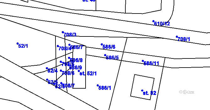 Parcela st. 586/5 v KÚ Věžnička, Katastrální mapa
