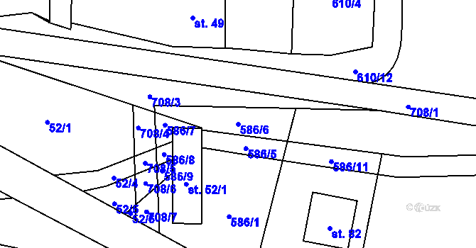 Parcela st. 586/6 v KÚ Věžnička, Katastrální mapa