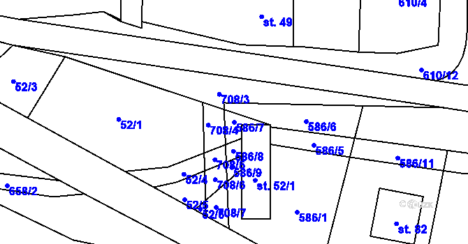 Parcela st. 586/7 v KÚ Věžnička, Katastrální mapa