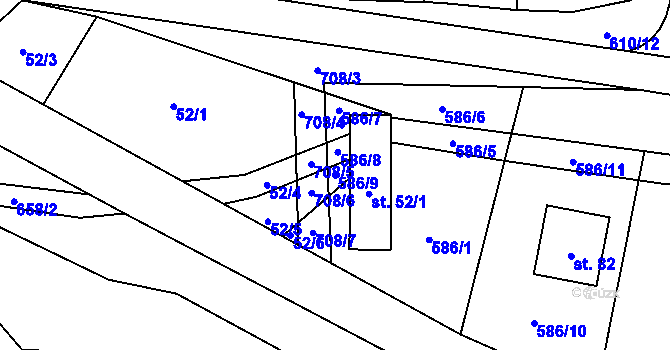 Parcela st. 586/9 v KÚ Věžnička, Katastrální mapa