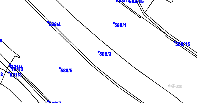 Parcela st. 588/3 v KÚ Věžnička, Katastrální mapa