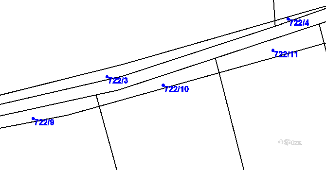Parcela st. 722/10 v KÚ Věžnička, Katastrální mapa