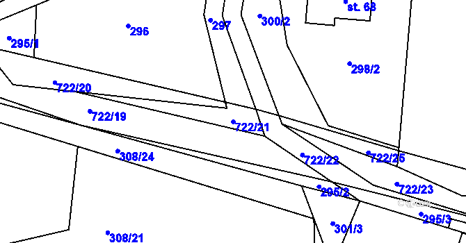 Parcela st. 722/21 v KÚ Věžnička, Katastrální mapa