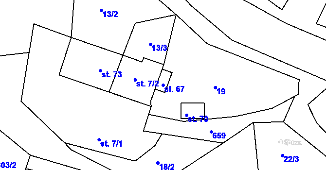 Parcela st. 67 v KÚ Věžnička, Katastrální mapa