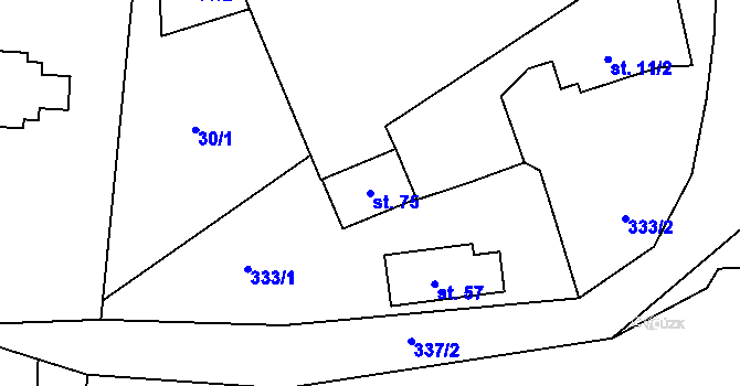 Parcela st. 75 v KÚ Věžnička, Katastrální mapa