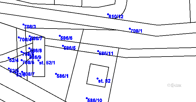 Parcela st. 586/11 v KÚ Věžnička, Katastrální mapa