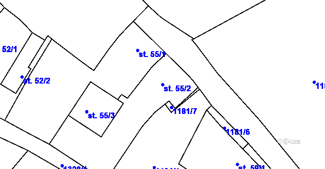 Parcela st. 55/2 v KÚ Radostice u Vchynice, Katastrální mapa