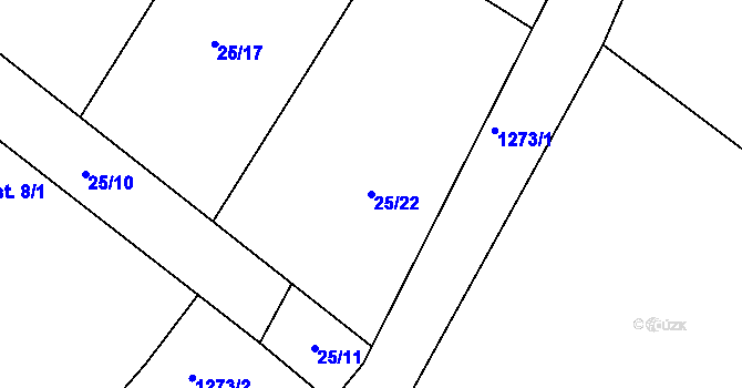Parcela st. 25/22 v KÚ Vchynice, Katastrální mapa