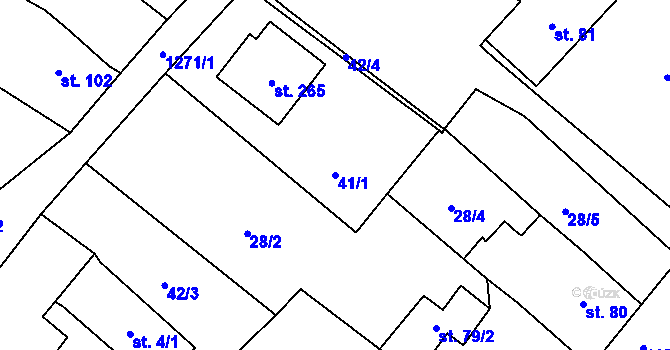 Parcela st. 41/1 v KÚ Vchynice, Katastrální mapa