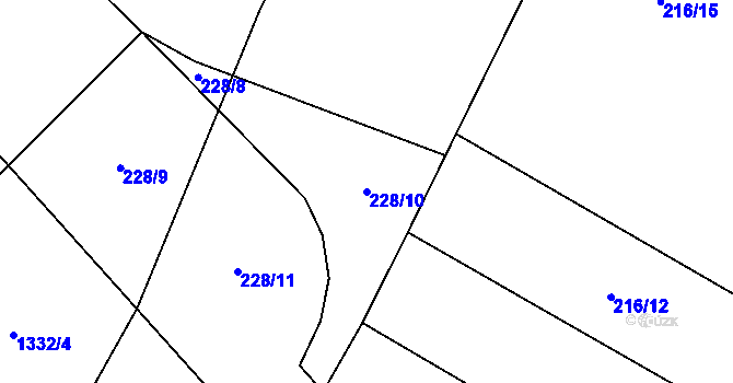 Parcela st. 228/10 v KÚ Vchynice, Katastrální mapa