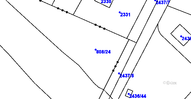 Parcela st. 808/24 v KÚ Vchynice, Katastrální mapa
