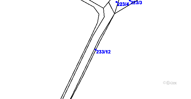 Parcela st. 233/12 v KÚ Vchynice, Katastrální mapa