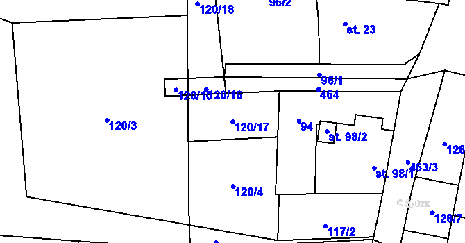 Parcela st. 120/17 v KÚ Víceměřice, Katastrální mapa