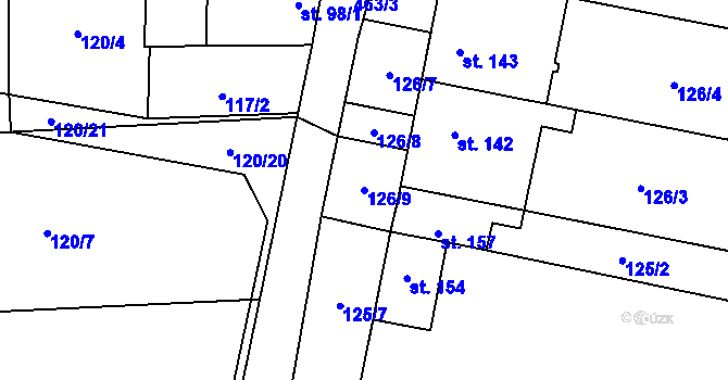 Parcela st. 126/9 v KÚ Víceměřice, Katastrální mapa