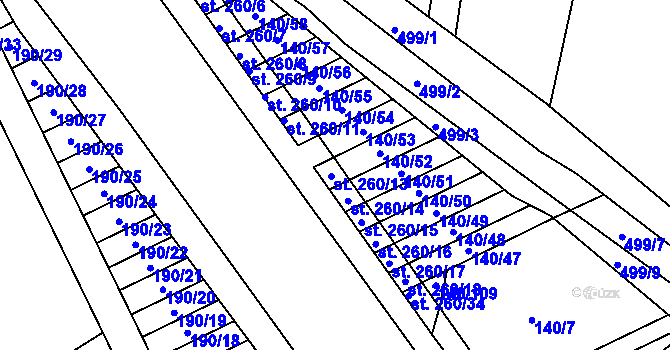 Parcela st. 140/92 v KÚ Víceměřice, Katastrální mapa