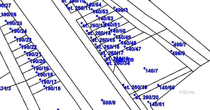 Parcela st. 140/97 v KÚ Víceměřice, Katastrální mapa