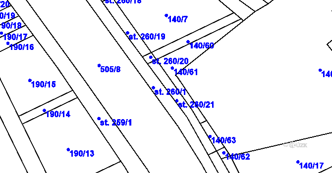 Parcela st. 140/100 v KÚ Víceměřice, Katastrální mapa