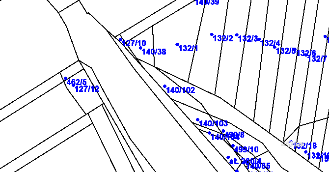 Parcela st. 140/102 v KÚ Víceměřice, Katastrální mapa