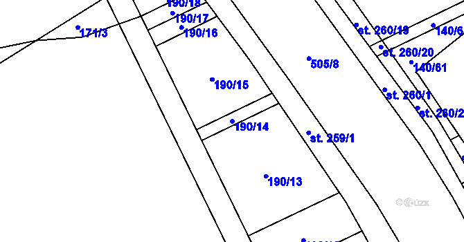 Parcela st. 190/14 v KÚ Víceměřice, Katastrální mapa